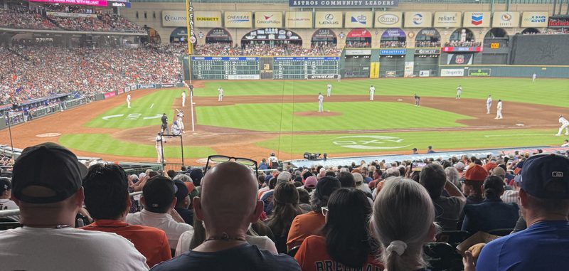 The view from the stands at a baseball game during an Onias Marketing team outing